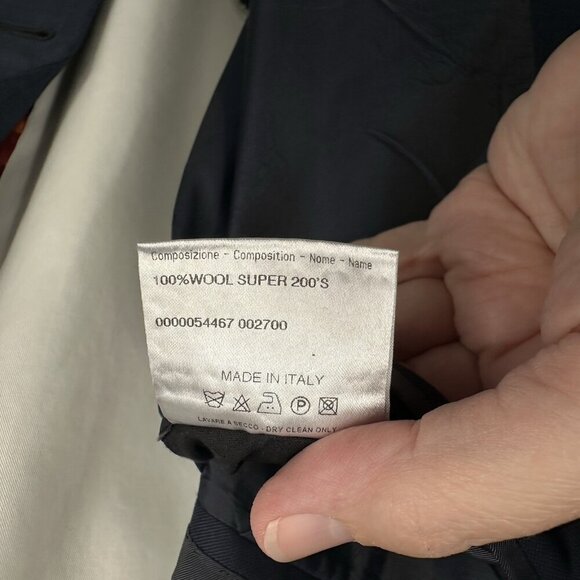 jacket blazer sport coat super 200s 100% wool windowpane blue 46L - Picture 1 of 9